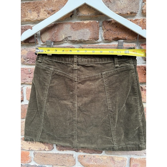 Forever 21 Women's Green Corduroy 100% Cotton Short Mini Button Skirt Size 27 - Picture 2 of 6